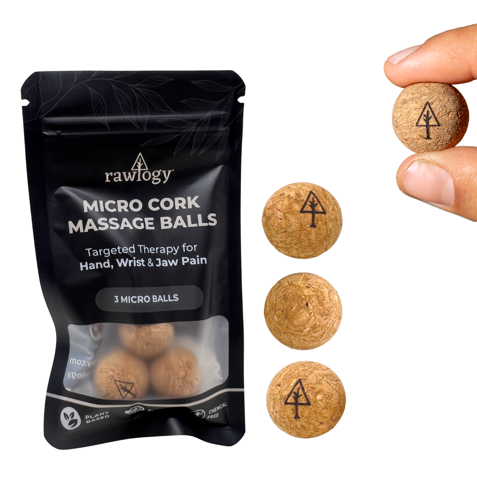 Rawlogy Micro Cork Massage Balls (Pack of 3)