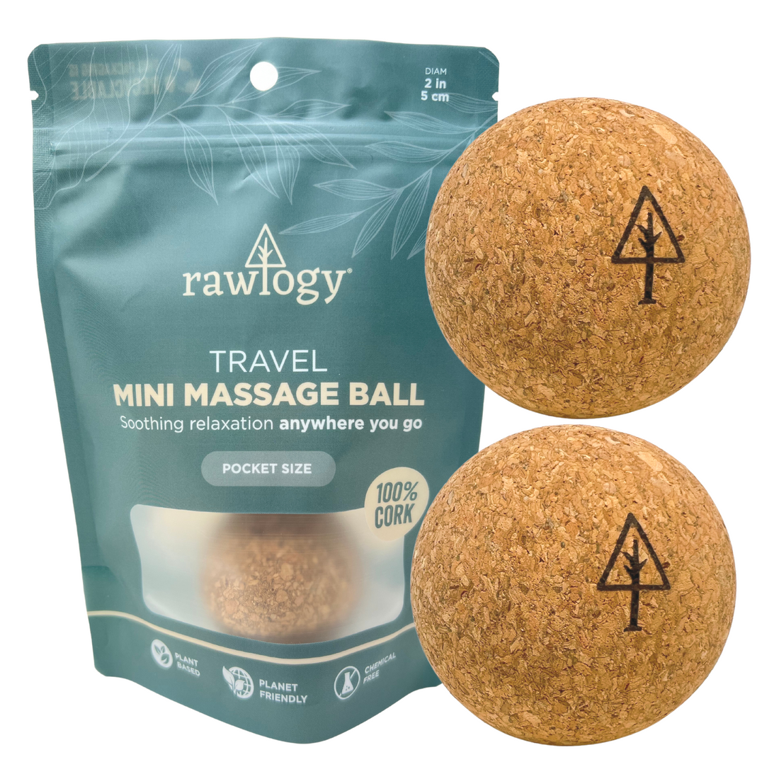 Mini (1.9") Rawlogy Cork Massage Balls Set (2 balls)